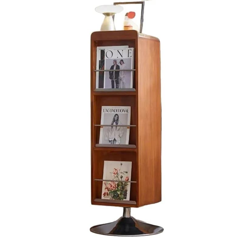 Vintage style solid wood vertical storage chest with magazine shelves