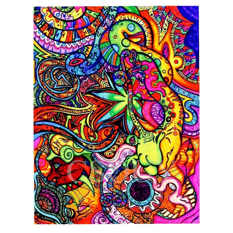 Full square drill DIY diamond painting featuring a vibrant psychedelic abstract pattern.