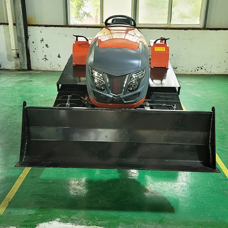High-performance 60 HP agricultural crawler tractor with plowing attachment.