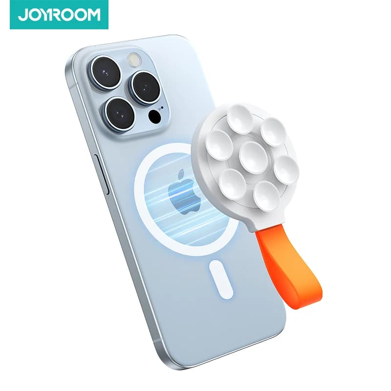 Joyroom magnetic suction cup phone mount attached to an iPhone