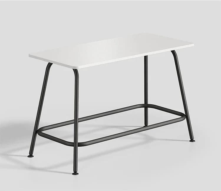 Modern white tabletop with black metal frame minimalist table