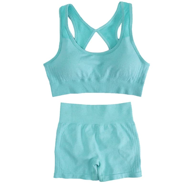 Women's Sports Fitness Yoga Suit Set Breathable Elastic Shorts Peach Bottom Smiling Face Design Beautiful Back Bra Yoga Pant