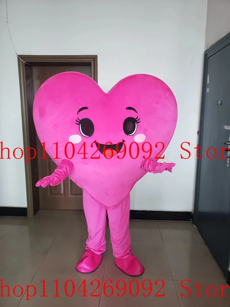 Lovely Pink Heart Mascot Costume Cartoon Anime Cosplay Costumes Character Party Birthday Maskote advertising performance Suite