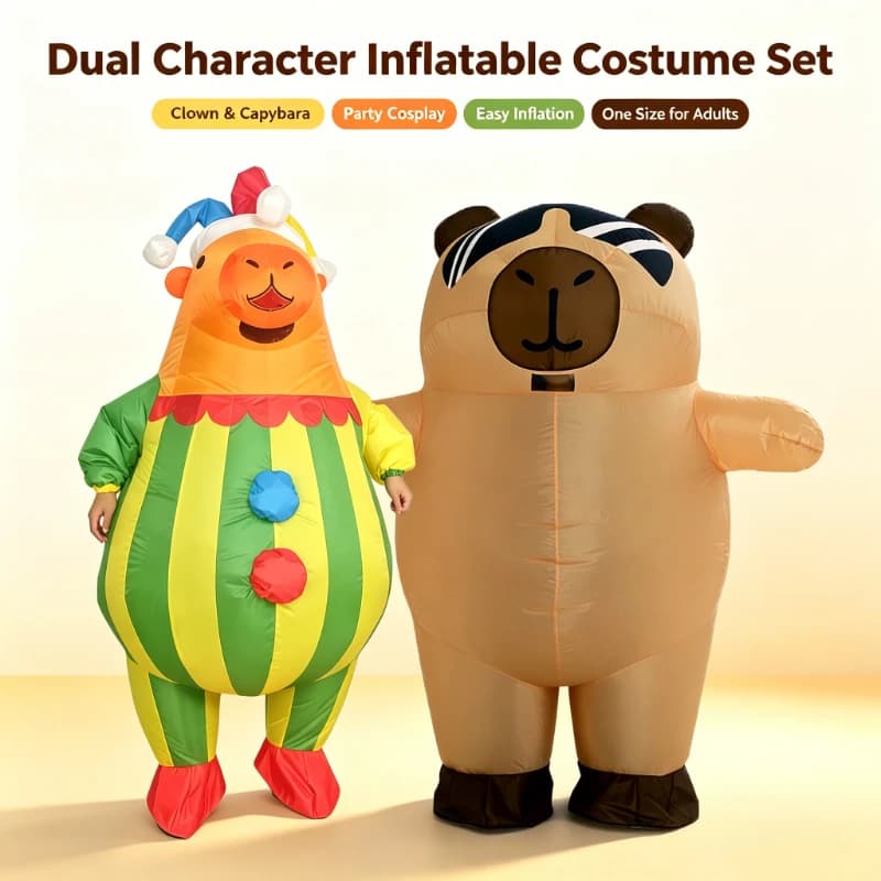 Novelty capybara inflatable costume funny clown and striped head capybara inflatable suit adult carnival theme party fancy dress