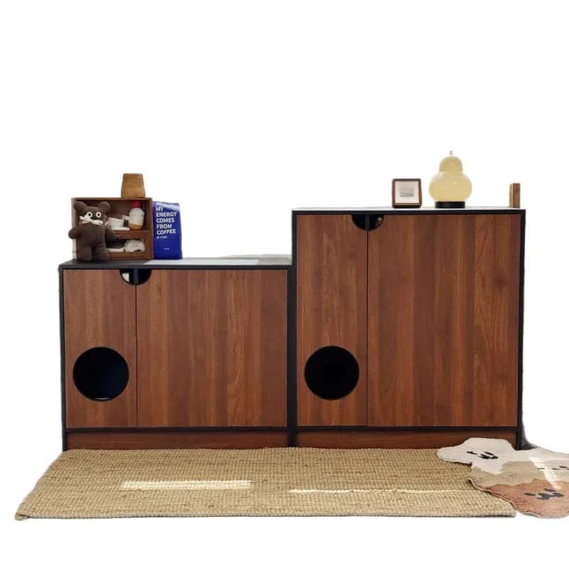 Pet cat toilet cabinet, odor-proof, moisture-proof and urine-proof antique cat litter box cabinet