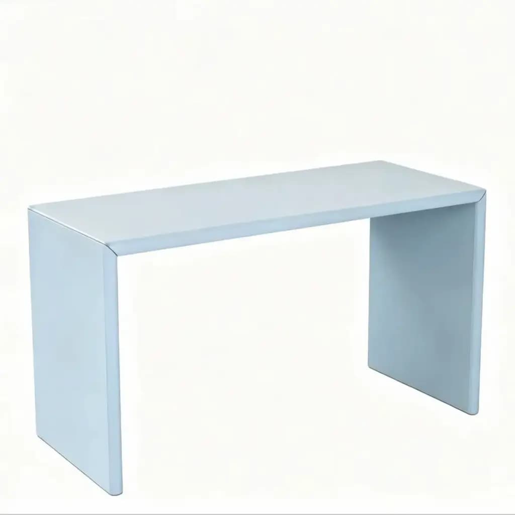 Sleek white minimalist solid wood desk with a modern U-shaped design