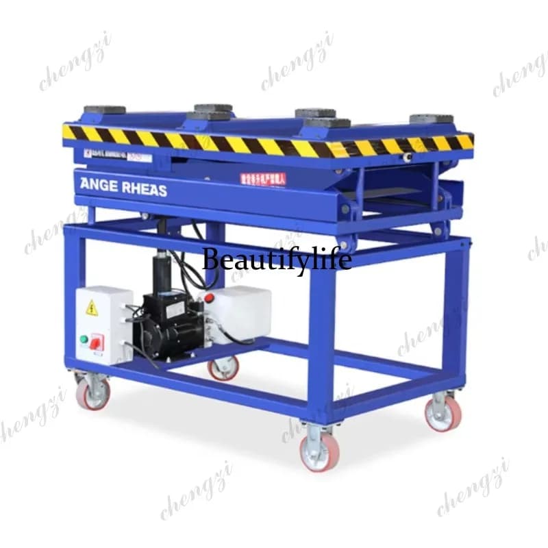 Blue A81 portable mobile battery lift cart with wheels for workshop maintenance.