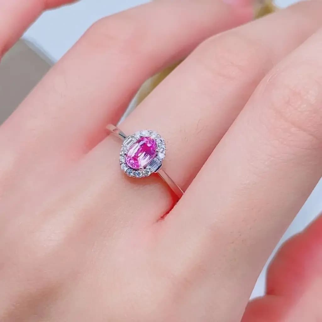 100% Natural Pink Sapphire for Engagement 4mm*6mm 0.5ct Pink Sapphire Wedding Ring 925 Silver Sapphire Jewelry