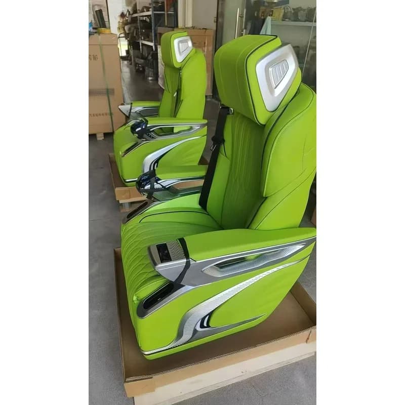 Luxury lime green reclining seat for van and SUV modification.