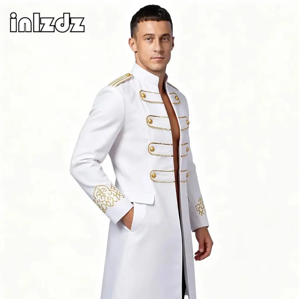 Halloween Costumes for Men's Party Stage Tailcoat Medieval Retro Style Steampunk Stage Suit for Men Marching Band Tailcoat