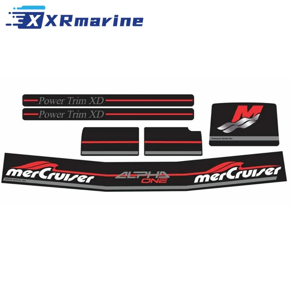 Complete Mercruiser Alpha One Gen Two Red Rams marine decal and sticker set.